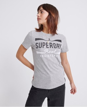 Superdry Mono Real Női Pólók Szürke/Piros | UDHTA8573